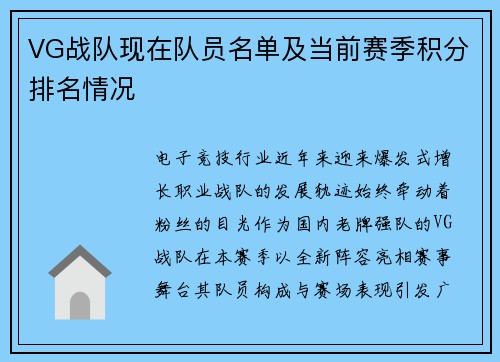 VG战队现在队员名单及当前赛季积分排名情况